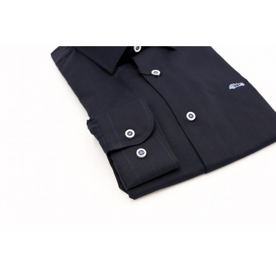 Dario Beltran Regular Fit Navy Alforo Shirt in premium navy fabric