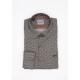 Dario Beltran Grey Brote Shirt with Burgundy Pattern – Slim Fit