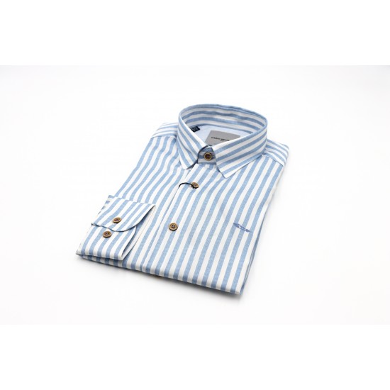 Dario Beltran Slim Fit Blue Pintar Shirt