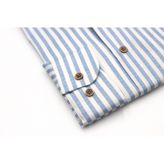 Dario Beltran Slim Fit Blue Pintar Shirt