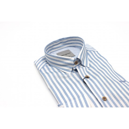 Dario Beltran Slim Fit Blue Pintar Shirt