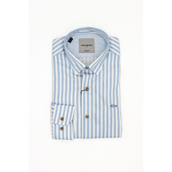 Dario Beltran Slim Fit Blue Pintar Shirt