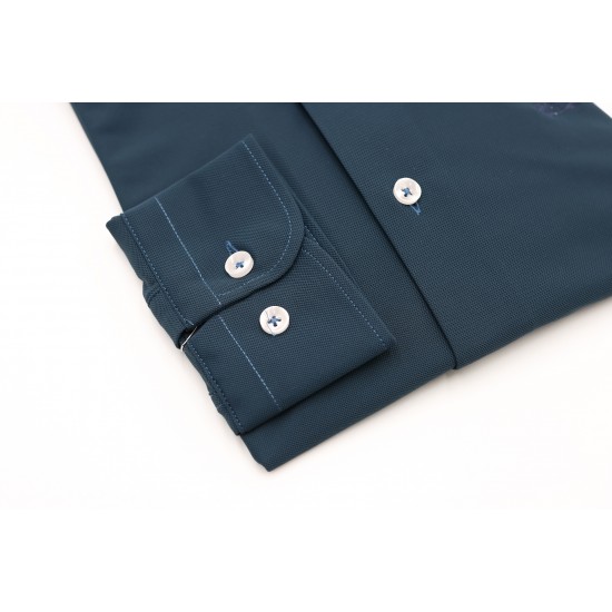Dario Beltran Slim Fit Navy Anillos Shirt