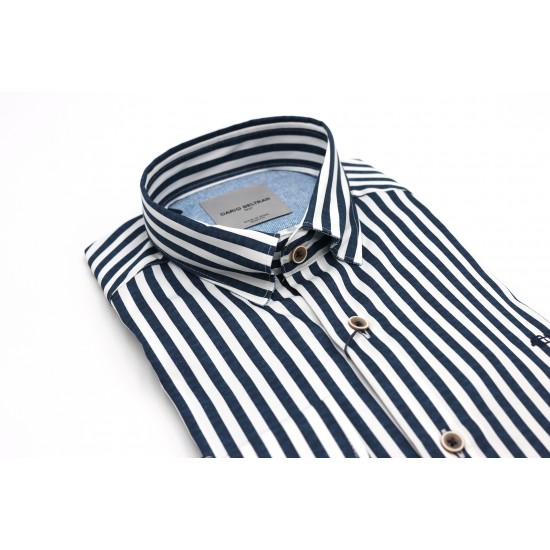 Dario Beltran Slim Fit Navy Pintar Shirt