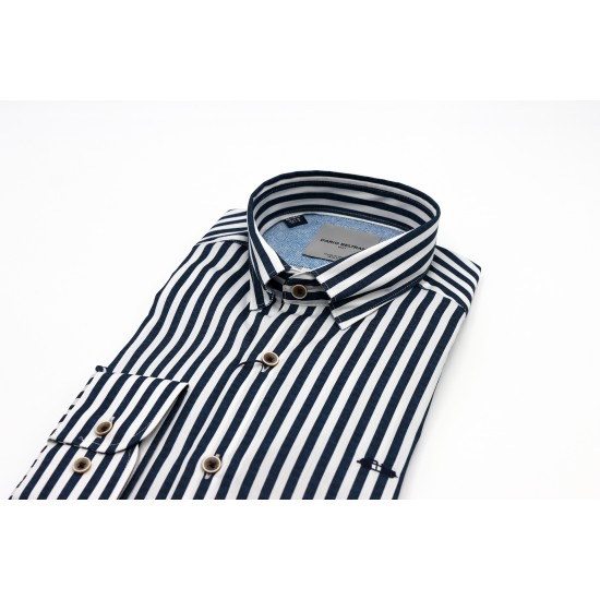 Dario Beltran Slim Fit Navy Pintar Shirt