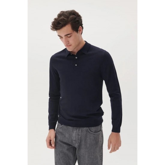 Matinique dark navy melange merino pullover