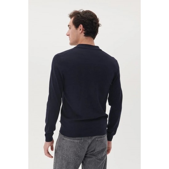 Matinique dark navy melange merino pullover