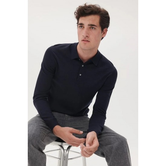 Matinique dark navy melange merino pullover