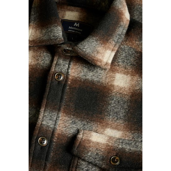 Matinique brown and cream check overshirt