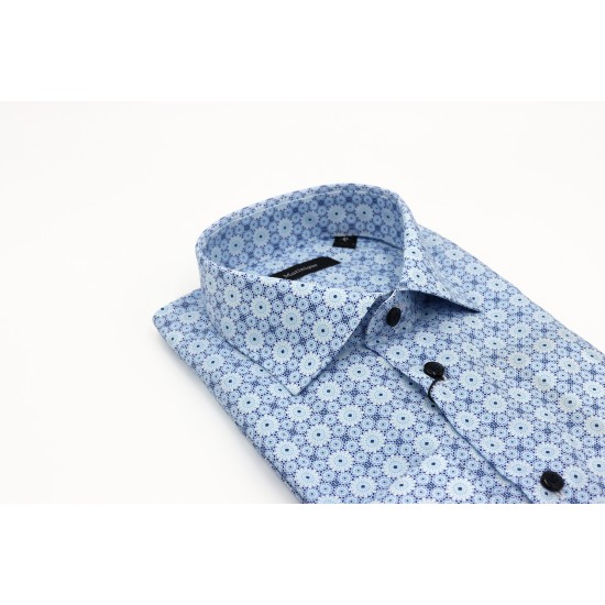 Matinique MAmarc Shirt in chambray blue – long sleeve regular fit floral cotton men’s shirt