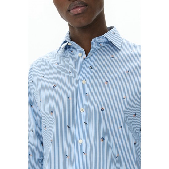 Matinique Blue MAmarc shirt with stripes and floral pattern – 100% cotton