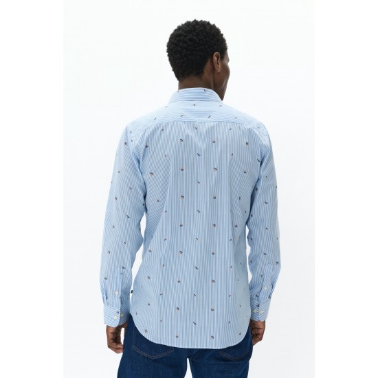 Matinique Blue MAmarc shirt with stripes and floral pattern – 100% cotton