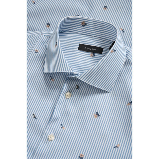 Matinique Blue MAmarc shirt with stripes and floral pattern – 100% cotton