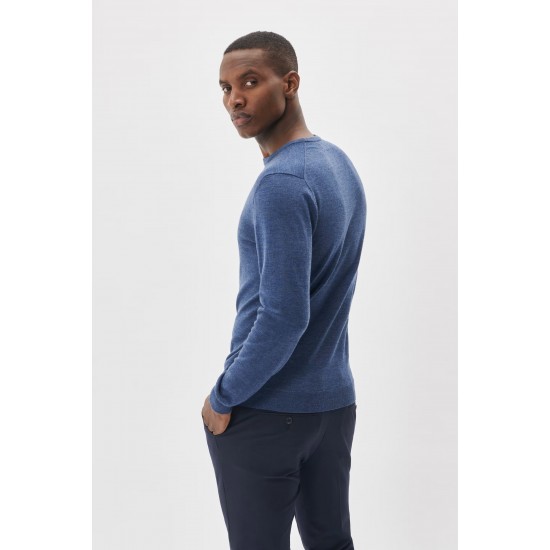 Matinique vintage blue merino wool pullover