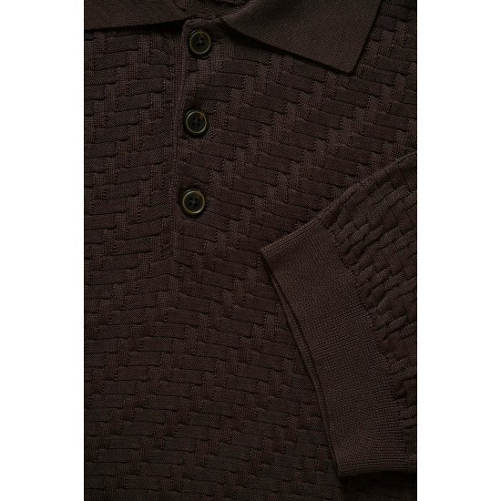 Matinique MApolo Chocolate brown knitted polo