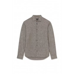 Matinique chocolate brown linen mamarc shirt