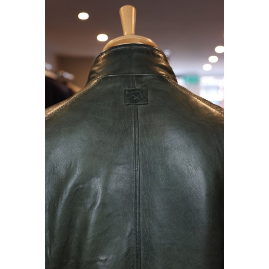 Milestone Barney Dark Green Lambskin Leather Jacket Milestone Barney Dark Green Lambskin Leather Jacket