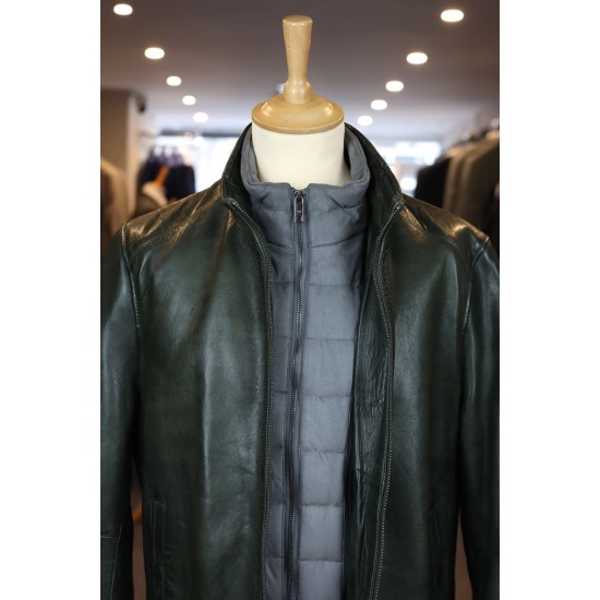 Milestone Barney Dark Green Lambskin Leather Jacket Milestone Barney Dark Green Lambskin Leather Jacket