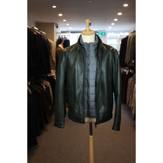 Milestone Barney Dark Green Lambskin Leather Jacket Milestone Barney Dark Green Lambskin Leather Jacket