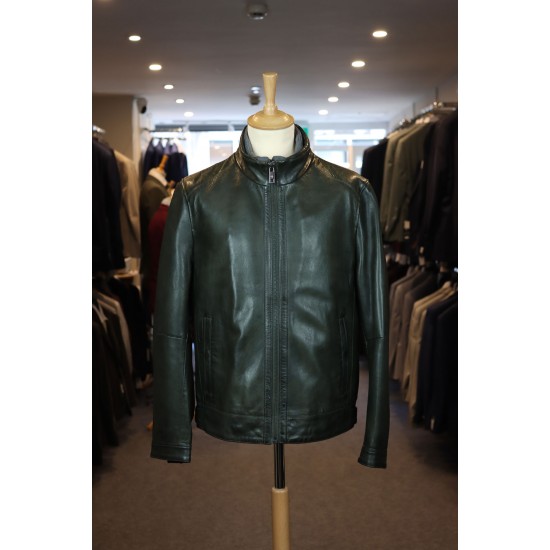 Milestone Barney Dark Green Lambskin Leather Jacket Milestone Barney Dark Green Lambskin Leather Jacket