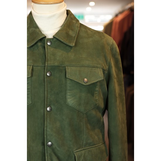 Milestone MSValerio Green Suede Leather Jacket