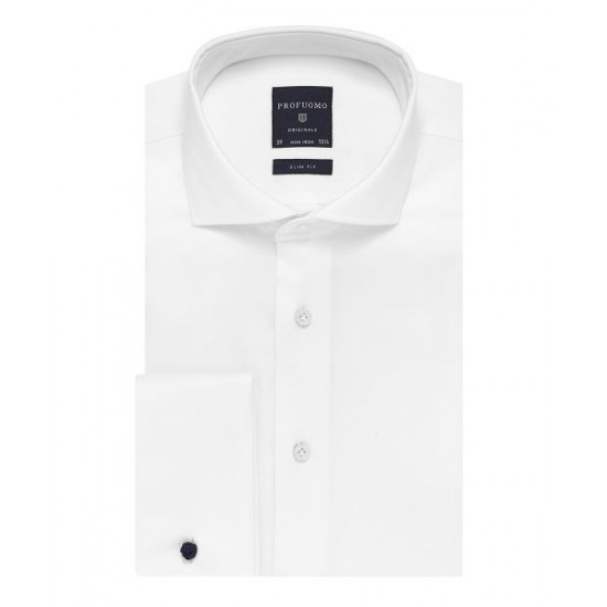 Profuomo Slim Fit Two-ply Double Cuff Twill Shirt 