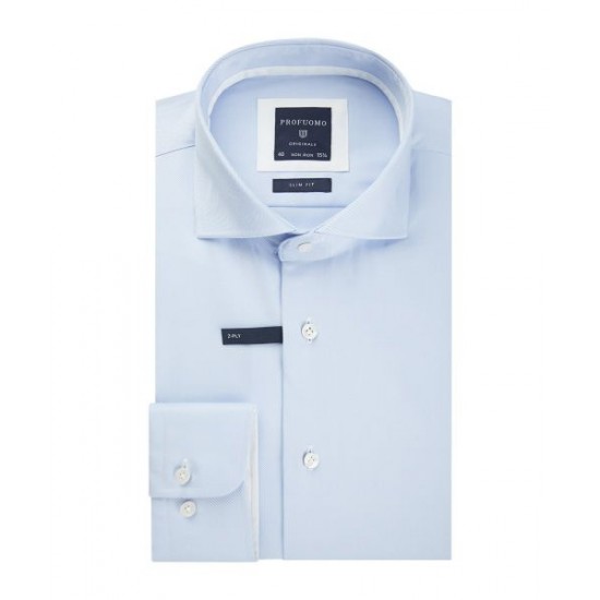 Profuomo Blue Two- ply Twill Shirt 