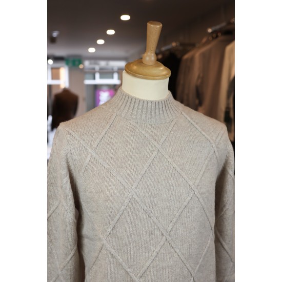  Light Beige Mockneck Pullove
