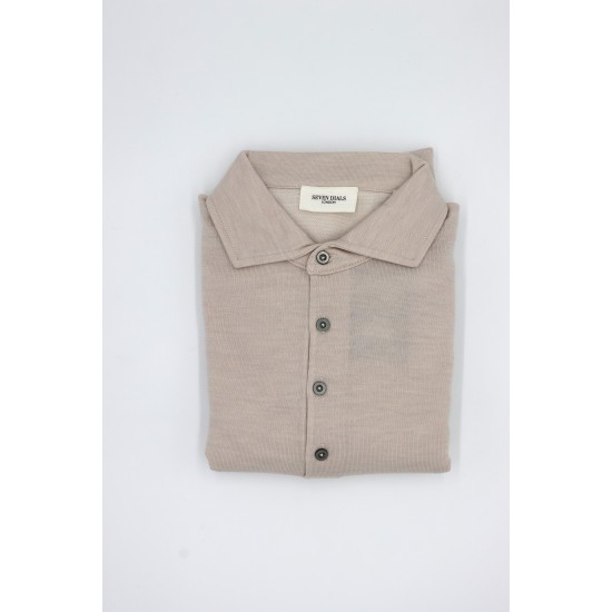 Seven Dials Light Beige Cooper Long Sleeve Polo