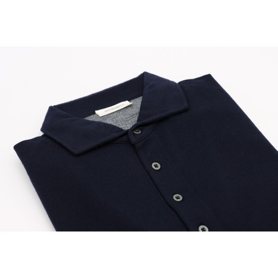 Navy Long Sleeve Polo Merino Wool Polo