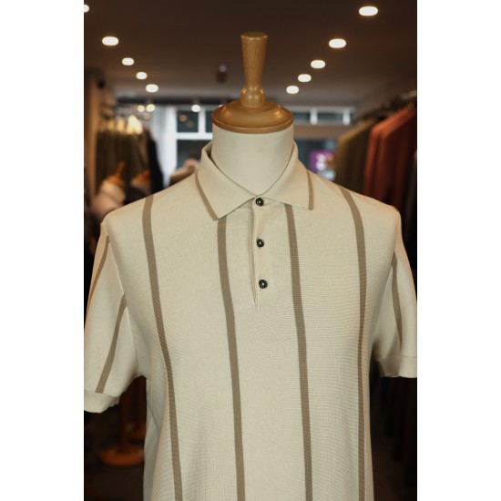 Seven Dials Rayan Beige Knitted Polo