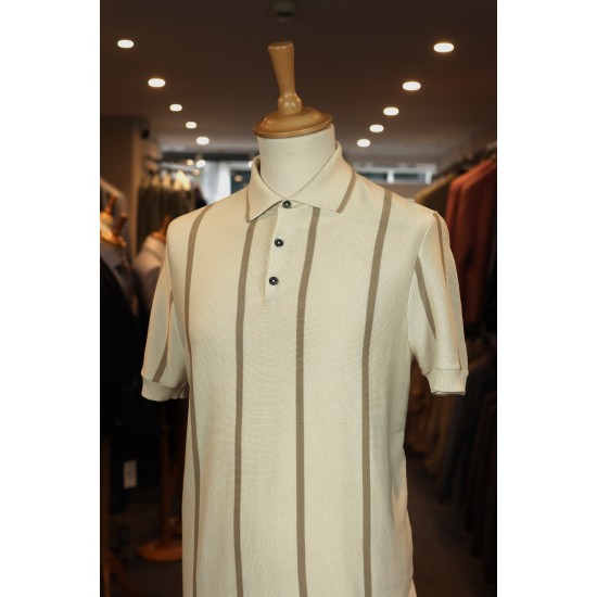 Seven Dials Rayan Beige Knitted Polo