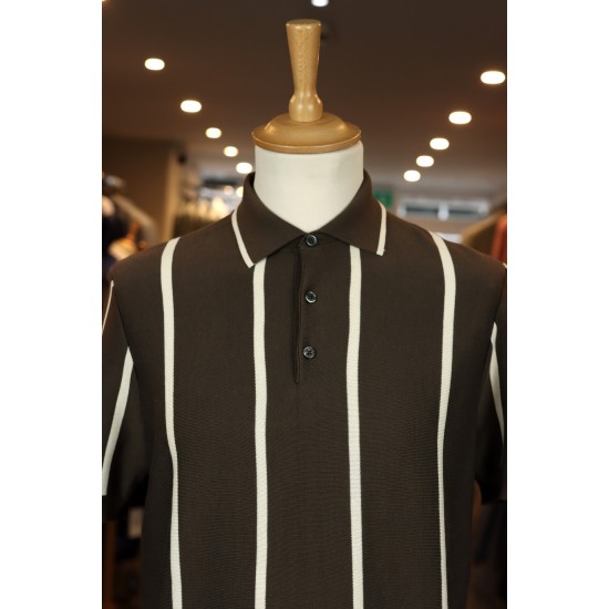 Seven Dials Rayan Dark Brown Knitted Polo