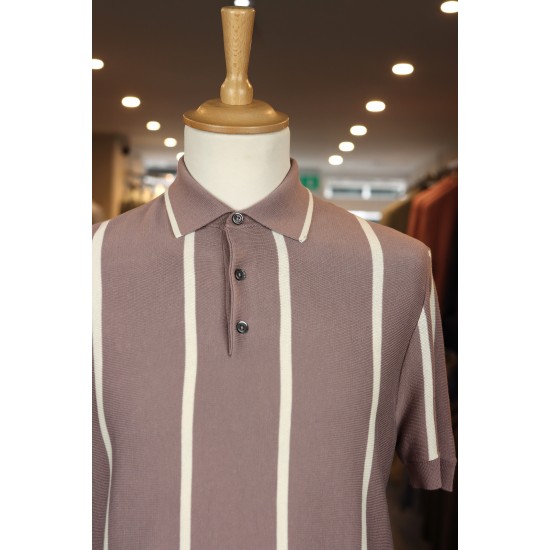 Seven Dials Rayan Faded Plum Knitted Polo