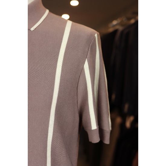 Seven Dials Rayan Faded Plum Knitted Polo