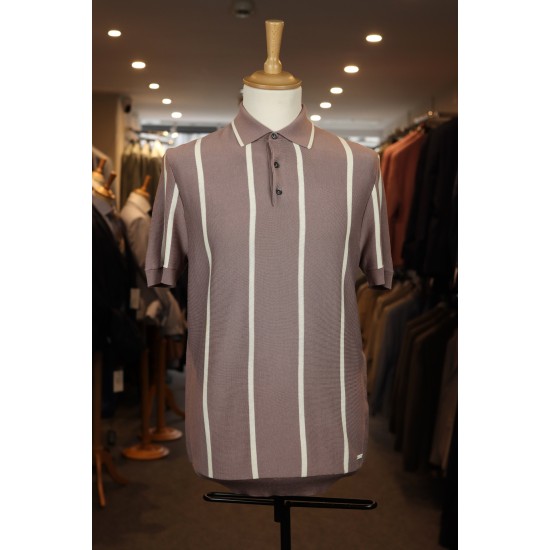 Seven Dials Rayan Faded Plum Knitted Polo
