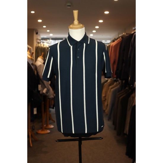 Seven Dials Rayan Navy Knitted Polo