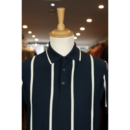 Seven Dials Rayan Navy Knitted Polo