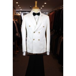 Two BI White Double Breasted Tuxedo Jacket