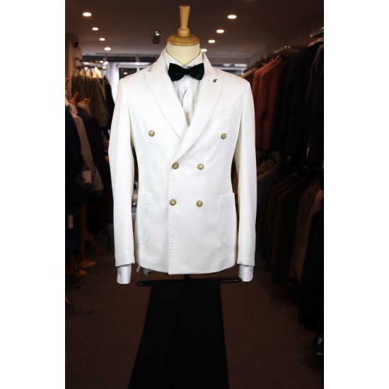 Two BI White Double Breasted Tuxedo Jacket