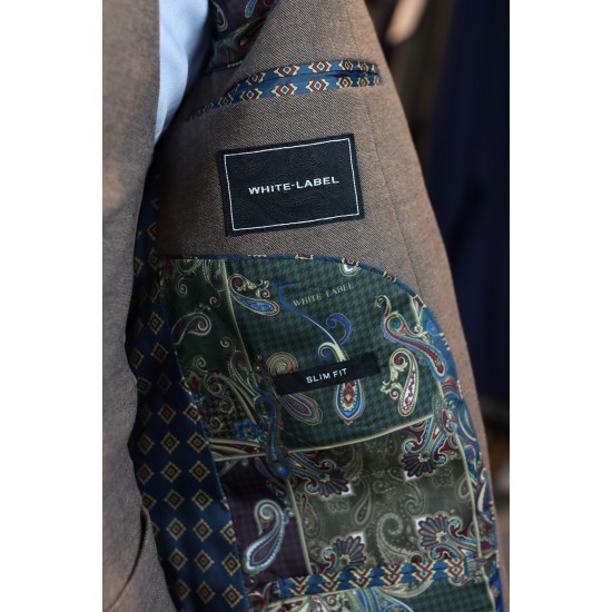 White Label Slim Fit Oliver Brown 3pcs suit