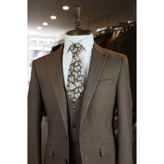 White Label Slim Fit Oliver Brown 3 piece suit