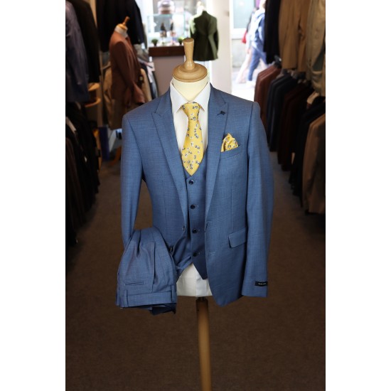 White Label Slim Fit Oliver Blue 3pcs suit
