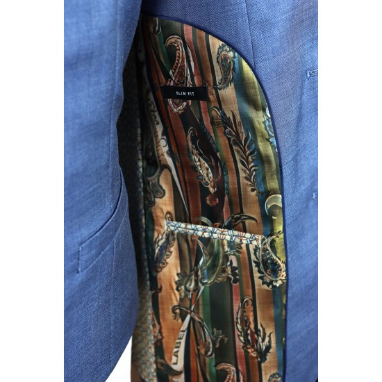 White Label Slim Fit Oliver Blue 3pcs suit