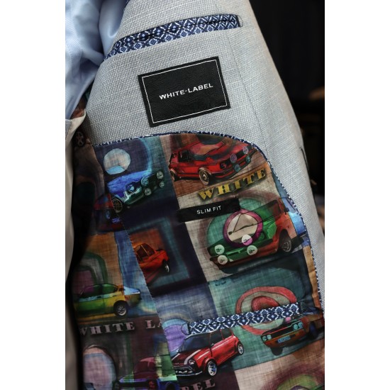 White Label Slim Fit Grey Oscar 3pcs suit