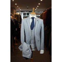 White Label Slim Fit LTBlue check Oscar 3pcs suit