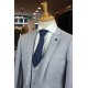 White Label Slim Fit LTBlue check Oscar 3pcs suit