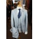 White Label Slim Fit LTBlue check Oscar 3pcs suit