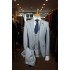 White Label Slim Fit LTBlue check Oscar 3pcs suit