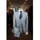 White Label Slim Fit LTBlue check Oscar 3pcs suit